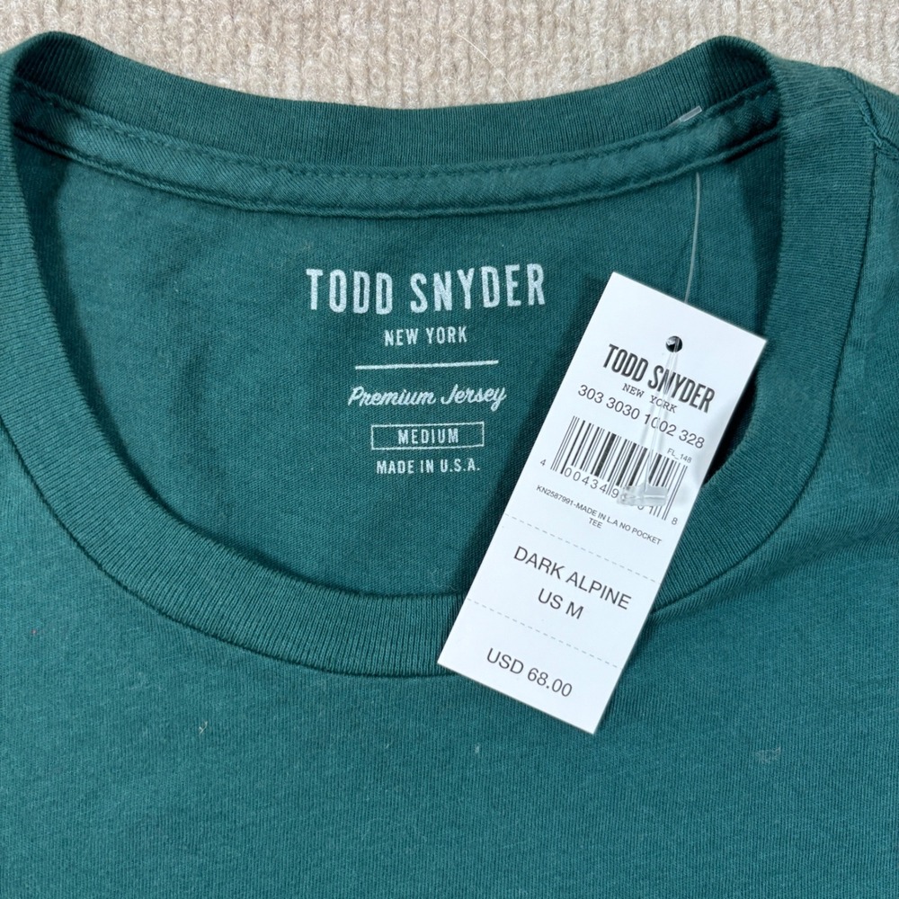 Todd Snyder Premium Jersey T-Shirt Dark Alpine Green Made in USA Men Size Medium - Picture 2 of 6
